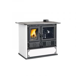 Cuisinière à bois en fonte - 8,8 kW - blanc pointillé - Rosa 5.0 Steel LA NORDICA EXTRAFLAME