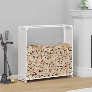 VidaXL Portant de bois chauffage blanc 90x28x90 cm, support &agrave; b&ucirc;ches de chemin&eacute;e, support &agrave; b&ucirc;ches, support &agrave; b&ucirc;ches, 864216