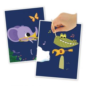 Cartes &agrave; gratter - Animaux musiciens - Loisirs cr&eacute;atifs - Enfant - D&egrave;s 4 ans