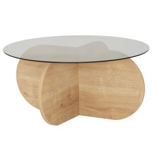 Image de Table basse Bubble - Ø 75 x 35 cm - chêne et verre fumé