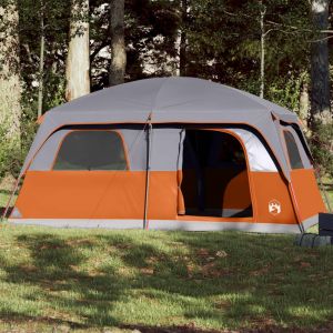 VidaXL Tente De Cabine Familiale 10 Personnes Gris Orange Imperméable