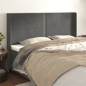 VidaXL Tête de lit avec oreilles Gris foncé 183x16x118/128 cm Velours