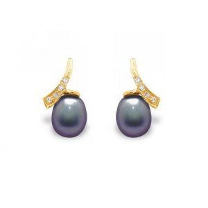 Image de Blue Pearls Boucles d'Oreilles Perles de Culture Noires, Diamants et Or Jaune 750-1000 6351