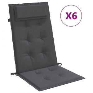 VidaXL Coussins de Chaise à Dossier Haut Lot de 6 Anthracite