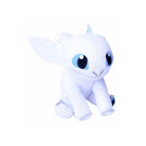 Spin Master Grande peluche dragons : furie eclair dragon blanc 75 cm - doudou xl enfant + carte offerte