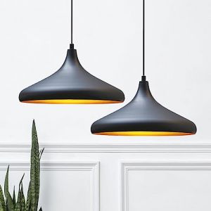 Lampe Suspendue Double Lustre Noir – Lustre Vintage E27 pour Salon, Chambre ou Salle à Manger