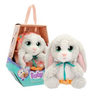 IMC Toys BABY PAWS Bunny Lapin en Peluche interactif avec Sons Qui ouvre et Ferme Les Yeux et Contient Un Sac de Transport et Une t&eacute;tine, Jouet et Cadeau pour Les Enfants &agrave; partir de 18 Mois