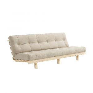 Inside75 Banquette convertible futon LEAN pin coloris beige couchage 130*190 cm. beige Coton