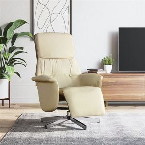 VidaXL Fauteuil Inclinable Avec Repose-Pied Crème Tissu