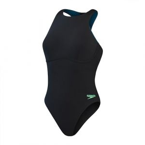 Speedo Fermeture éclair Racer Maillot de Bain avec Soutien-Gorge intégré, Noir, 115 Femme
