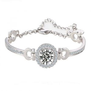 Bracelet - Td - Charms En Cristal - Plaqué Argent 925 - Strass Blanc - Femme