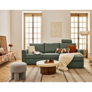 Barrie - canap&eacute; dangle r&eacute;versible 4 places avec t&ecirc;ti&egrave;re amovible en tissu - Vert