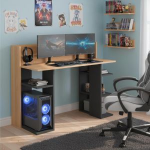 Bureau design à étagères Vrecto Bois et Gris