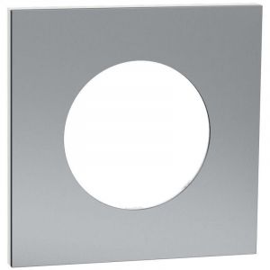 Schneider Electric Plaque Odace Titane M&eacute;tal support blanc 1 poste (S910702)