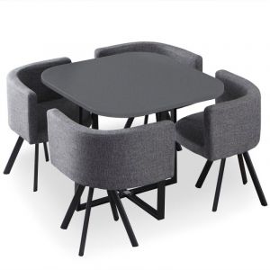 Image de Declikdeco Table et Chaises en Tissu Gris LAX