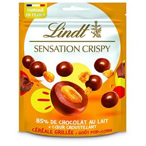 Lindt Sachet Céréale Grillée SENSATION CRISPY - Chocolat au Lait Goût pop corn - 140 g