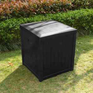 SkyLantern Coffre de Rangement Exterieur 120 L Noir - Coffre de Jardin Exterieur Compact de 52x52x62 CM - Coffre Rangement Noir, Idéal pour Ranger Les Coussins.