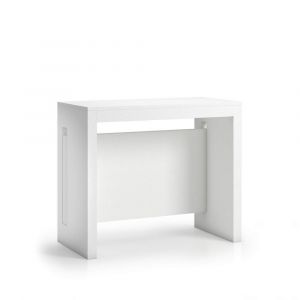 Table console extensible 8 couverts TOPAZ 90 cm blanc avec allonges intégrées