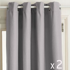 Atmosphera Lot de 2 Rideaux à œillets Isolant Beige Lin 140 x 260 cm