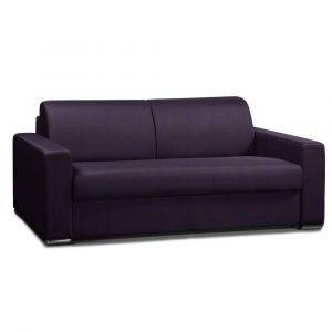 Italian Spirit Canapé convertible 2-3 places ALLURE matelas 20cm sommier lattes 120cm RENATONISI cuir vachette violet