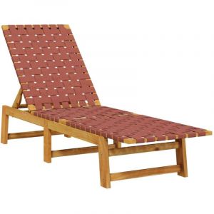 VidaXL Chaises Longues Rouge Bois D'acacia Solide Et Tissu