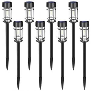 Linxor Lot de 8 lampes solaires extérieures, éclairage led - Noir