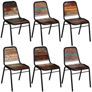 VidaXL Chaises de Salle à Manger Bois de Récupération Solide 6 pcs