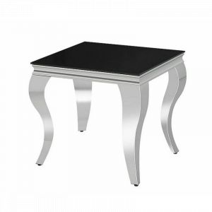 Table basse carré "Prince C" - Noir/Argenté - L 55 x l 55 cm
