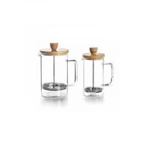 Lacor Cafetière française, presse café, Cafetière presse avec mbole, Carafe française pour Café Filtre, 6 tasses, 0,80 L, acier et bois