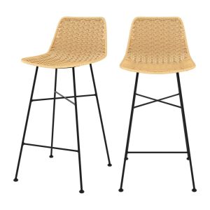 Rendez Vous Déco Chaise de bar mi-hauteur 65,5 cm en rotin naturel (lot de 2) - Mara