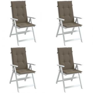 VidaXL Coussins de chaise à dossier haut lot de 4 taupe mélangé tissu, coussin, coussin de chaise, coussin de siège, coussin de canapé