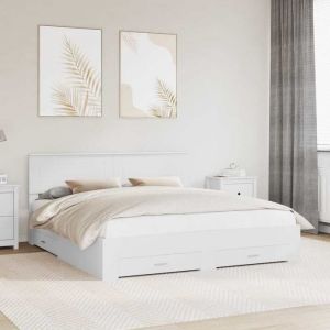 VidaXL Cadre de lit avec tiroir Blanc 180 x 200 cm Bois ding&eacute;nierie Cadre de lit &eacute;l&eacute;gant style moderne pour chambre 3408229