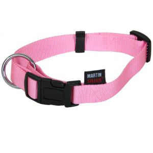 Martin Sellier COLLIER CHIEN REGLABLE NYLON Rose 20/30cm - Largeur 10mm