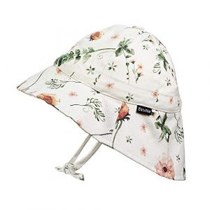 Elodie Details Chapeau de Soleil pour Bébé en Coton - SPF30-12-24 Mois -Meadow Blossom, Blanc/Rose