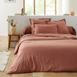 Origin Housse de couette unie en coton terracotta 240x220