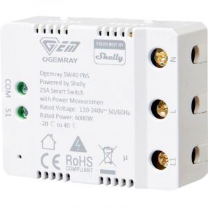 Shelly Relé intelligent _PBS_SW40 Blanc HTTPS TLS 6000W 25A 110-240V