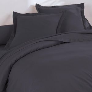 Taie volant en coton gris souris 63x63cm