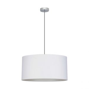Lampe Suspendue Rima Métal Chromé Câble Anthracite Abat-jour en Tissu Gris