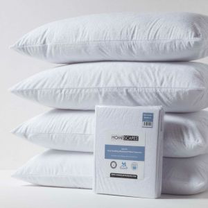 Homescapes - Prot&egrave;ge-oreiller imperm&eacute;able en tissu &eacute;ponge 40 x 80 cm, Lot de 4 - Blanc