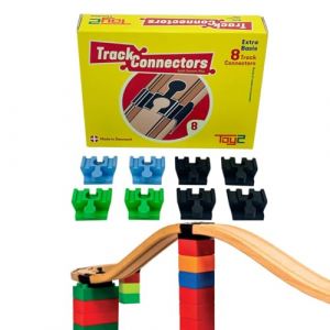 TOY2 Basic Kit de Construction | 8 Connecteurs de Voie de Train Jouets compatibles avec Brio & Lego Duplo | Kit avec connecteurs de Rail | Ensemble de connecteurs de Rail en Bois Durable