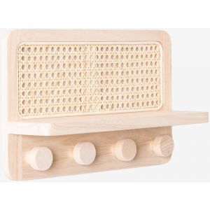 Porte-manteau mural avec étagère en rotin Riley SKLUM NATUREL ?? 40 cm