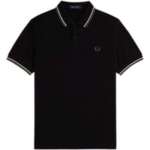 Fred Perry Twin Tipped Black/Ecru/Laurel Wreath Green - Polo - noir - S - 100% Coton,Coton
