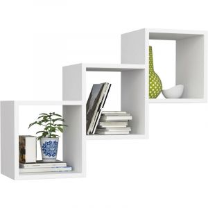 Akord - tagère murale star Blanche 78 cm façade Blanche 3 étagères 78x20x55 cm