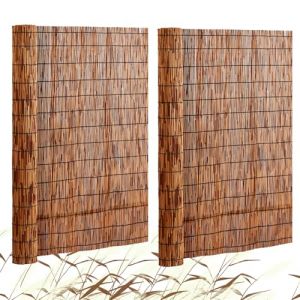 VEVOR Clôture en roseau naturel, 5x1,2 m, canisse en roseau, lot de 2, brise-vue de balcon, écran de confidentialité décorative pour terrasse extérieur, séparation jardin, aménagement paysager, marron