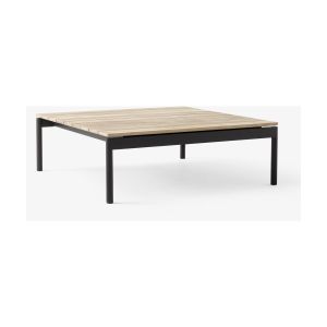 &tradition Table basse de jardin carrée en bois de teck et acier noir 90x90x30cm Ville AV50 - &t