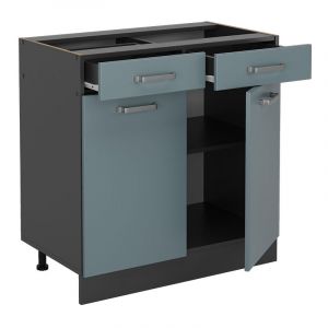 Meuble cuisine R-Line, Bleu-gris, 80 cm sans plan de travail, Vicco
