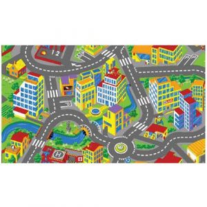 Awe Tapis de jeux circuit - Ville - Smart City - 95 cm x 200 cm - Multicolor