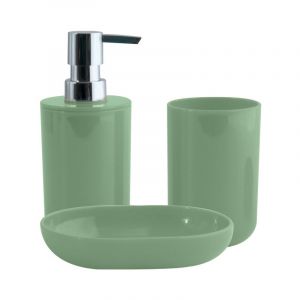 MSV Lot de 3 accessoires de salle de bain inagua Vert Basil