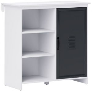 Homcom Buffet design industriel - meuble de rangement 3 niches placard - blanc métal gris