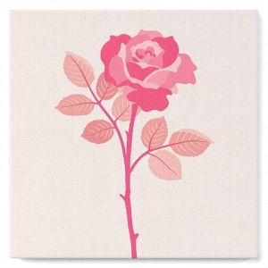 Mini peinture au numéro : Rose sur Tige - toile tendue sur chassis